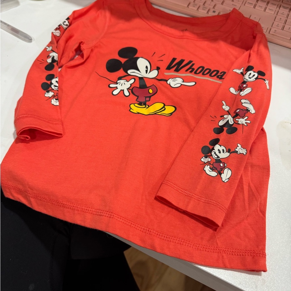 Disney Red Long Sleeve Shirt with Mickey Mouse Design BRAND NEW
